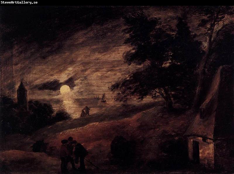 Adriaen Brouwer Dune Landscape by Moonlight